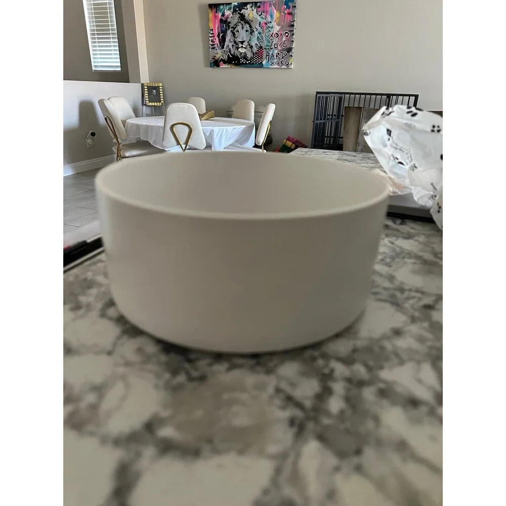 Brand new white ceramic dog bowl
